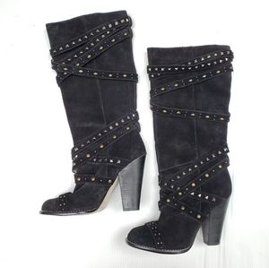 Rachel Roy Rockout Studded Tall Suede Boot…